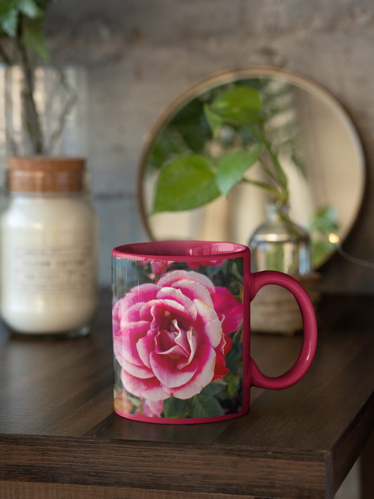 11 oz. Two-Tone Mug (Red) - Wagonesta  - Two Tone Roses