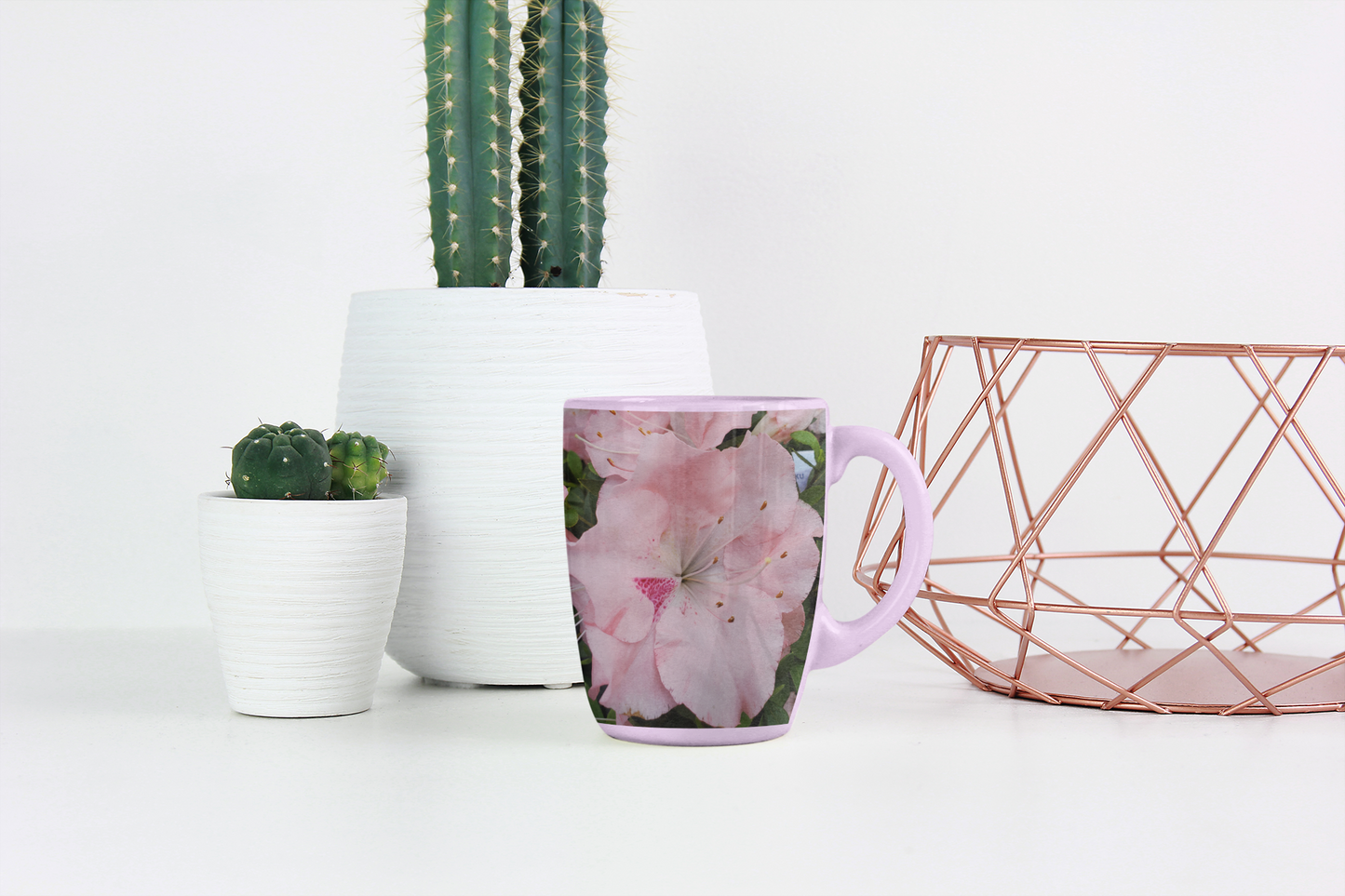 11 oz. Two-Tone Mug (Pink) - Wagonesta - Light Pink Blooms