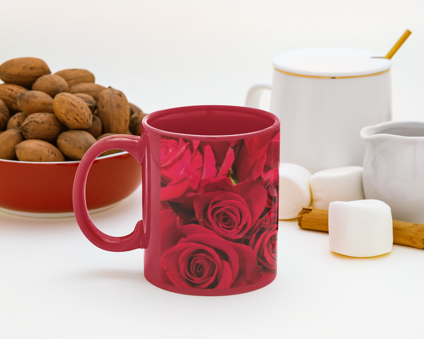 11 oz. Two-Tone Mug (Red) - Wagonesta  - Red Roses