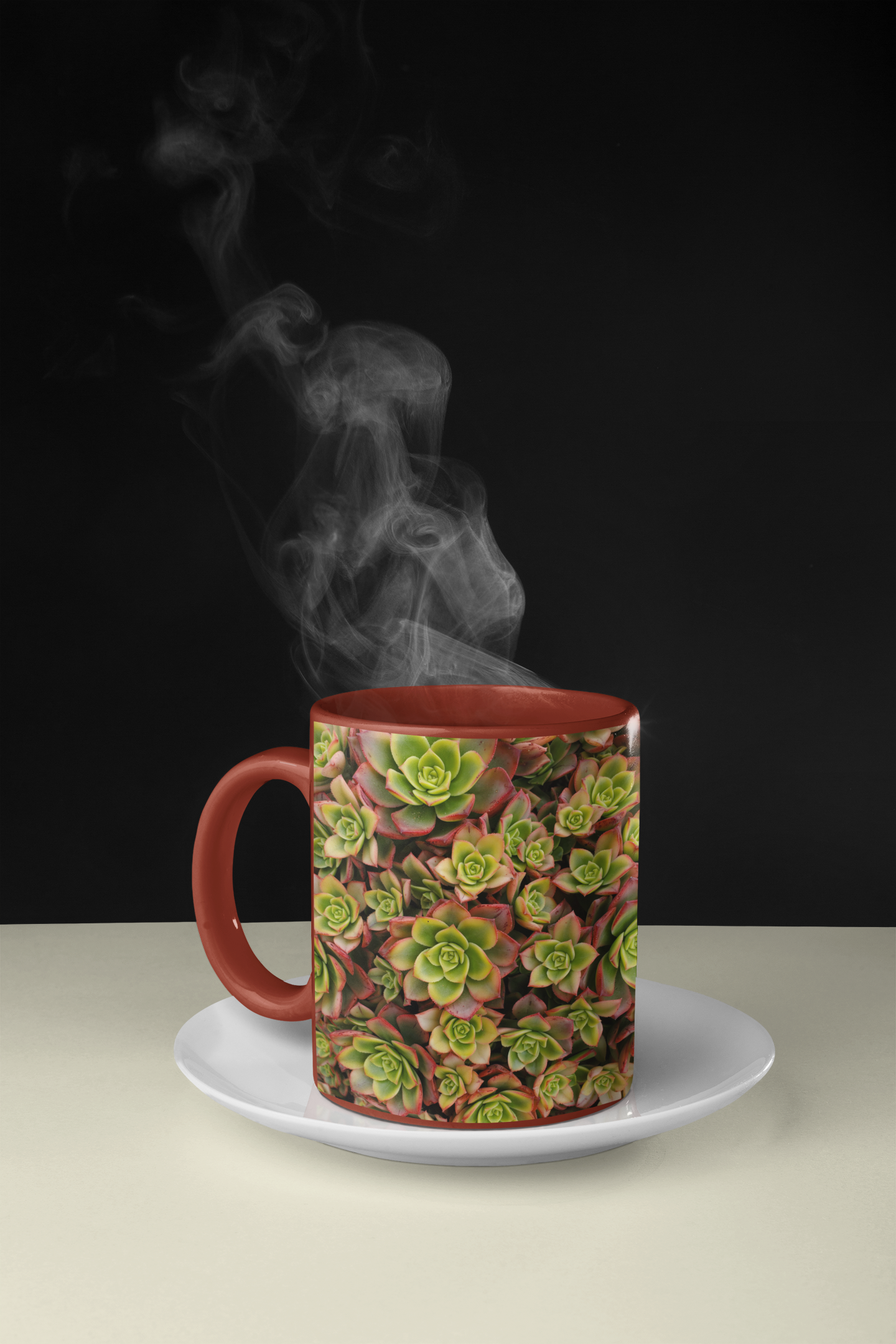 11 oz. Two-Tone Mug (Red) - Wagonesta - Succulents