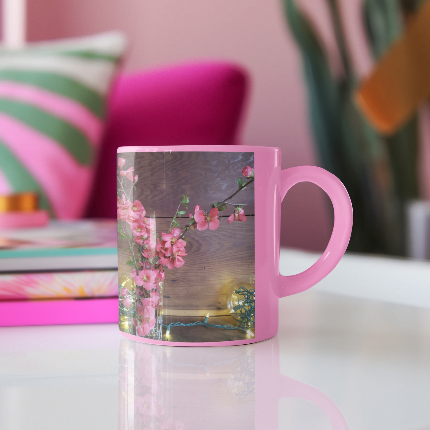 11 oz. Two-Tone Mug (Pink) - Wagonesta - Mock Fig