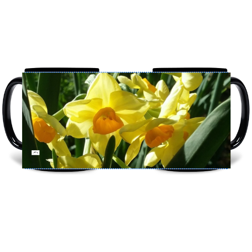 11 oz Black Mug - Wagonesta- Daffodil Bouquet