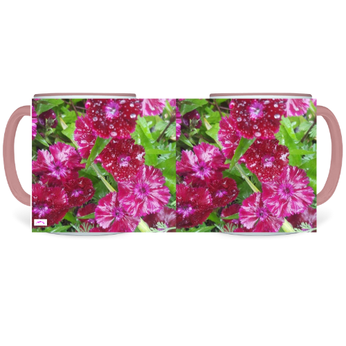 11 oz. Two-Tone Mug (Pink) - Wagonesta - Raindrops on Petals