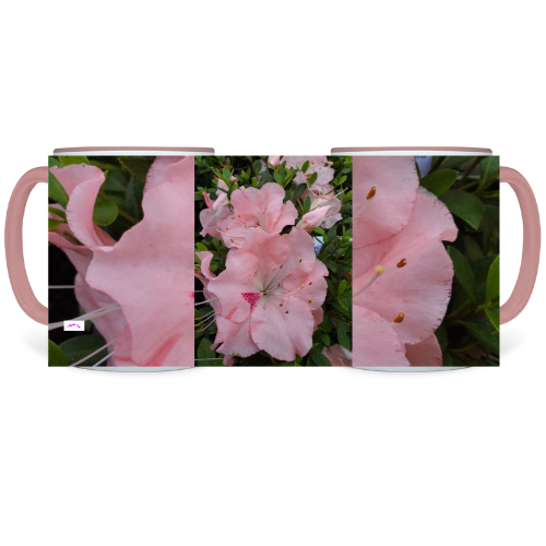 11 oz. Two-Tone Mug (Pink) - Wagonesta - Light Pink Blooms