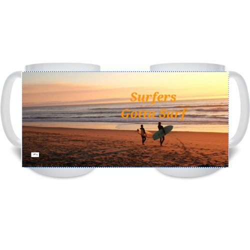 15 oz Ceramic Mug - Wagonesta- Surfers Gotta Surf