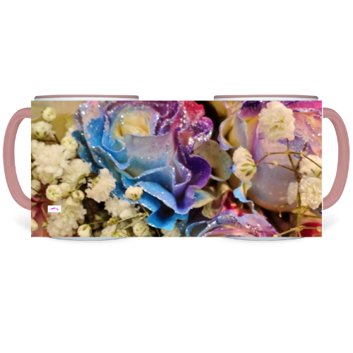 11 oz. Two-Tone Mug (Pink) - Wagonesta - Glitter Bouquet