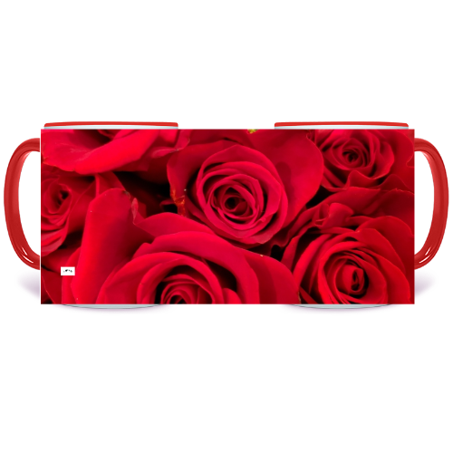 11 oz. Two-Tone Mug (Red) - Wagonesta  - Red Roses