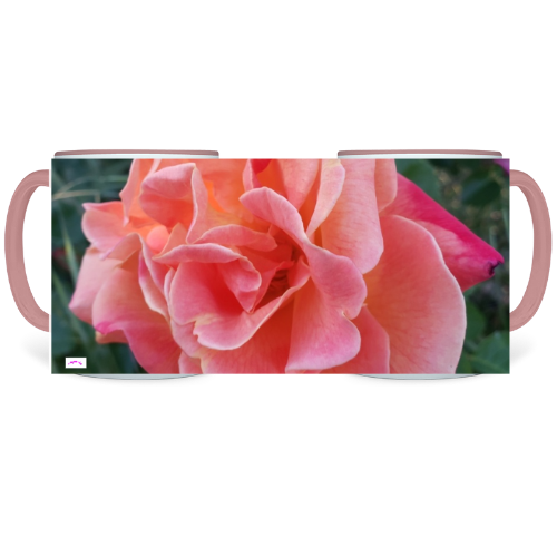 11 oz. Two-Tone Mug (Pink) - Wagonesta - Single Pink Rose