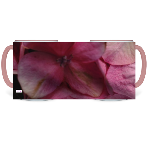 11 oz. Two-Tone Mug (Pink) - Wagonesta - Pink Hydrangea