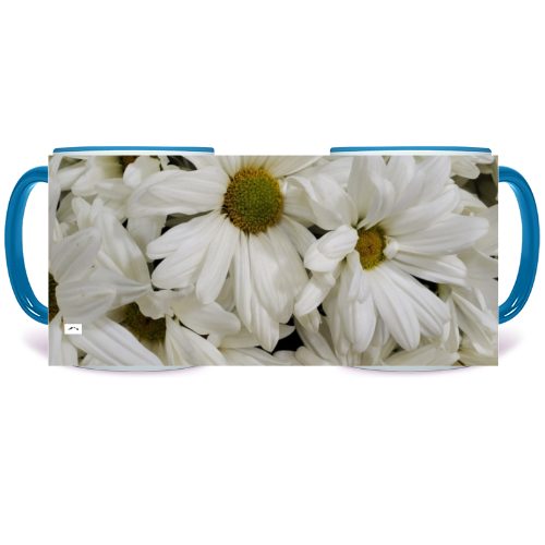 11 oz. Two-Tone Mug (Blue) - Wagonesta - Bunch of Daisies