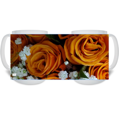 15 ounce Ceramic Mug - Wagonesta - Orange Roses