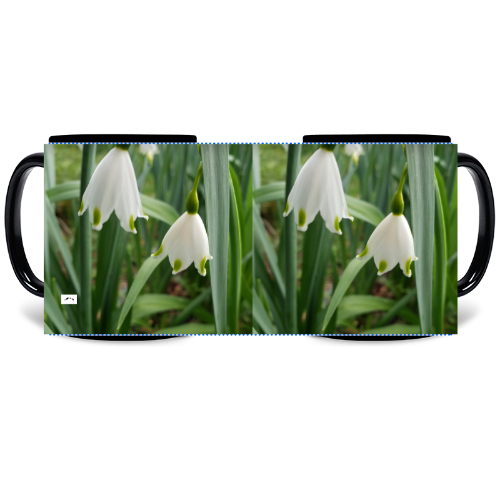 11 oz Black Mug - Wagonesta - Snowdrops