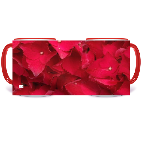 11 oz. Two-Tone Mug (Red) - Wagonesta  - Red Hydrangea